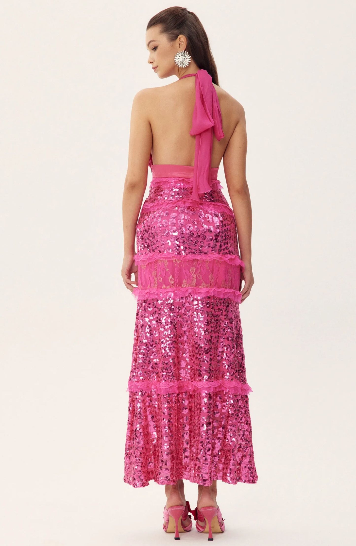 Sara Halter Sequin Embellished Maxi Dress