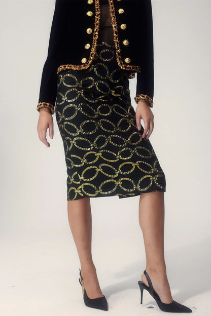 Emma Chain Print Pencil Skirt