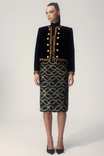 Emma Chain Print Pencil Skirt