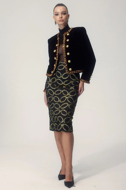 Emma Chain Print Pencil Skirt