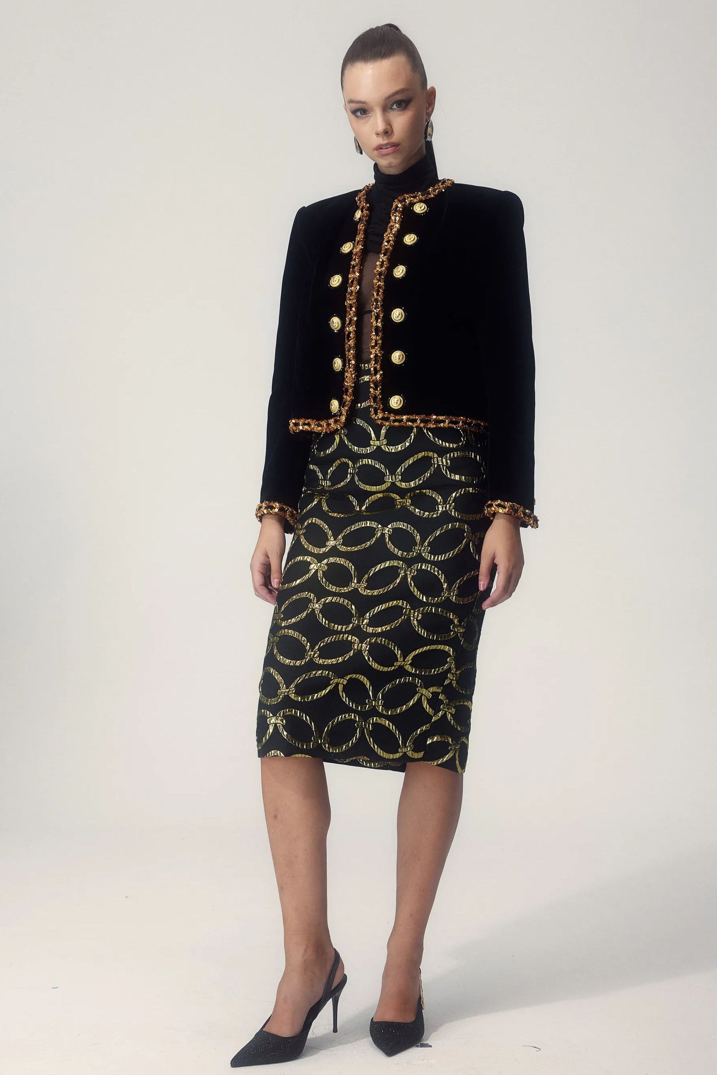 Emma Chain Print Pencil Skirt