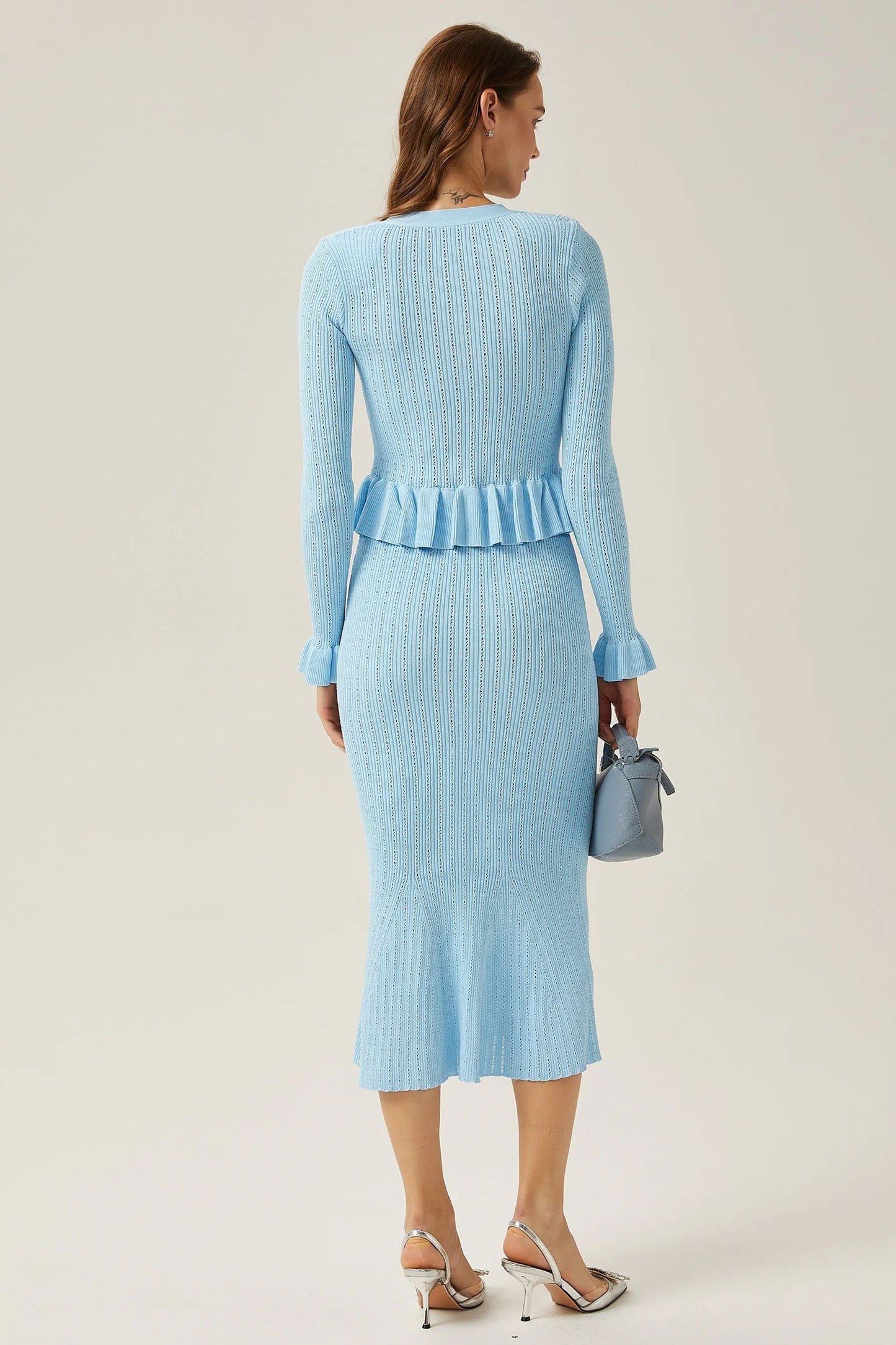 Miriam V-neck Flared Knit Skirt Set