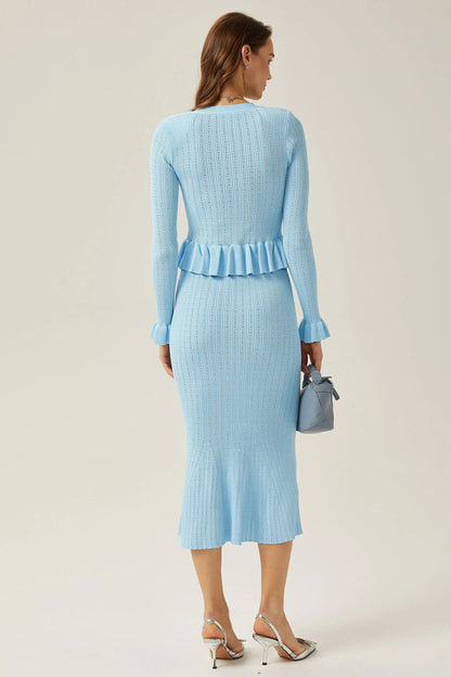 Miriam V-neck Flared Knit Skirt Set