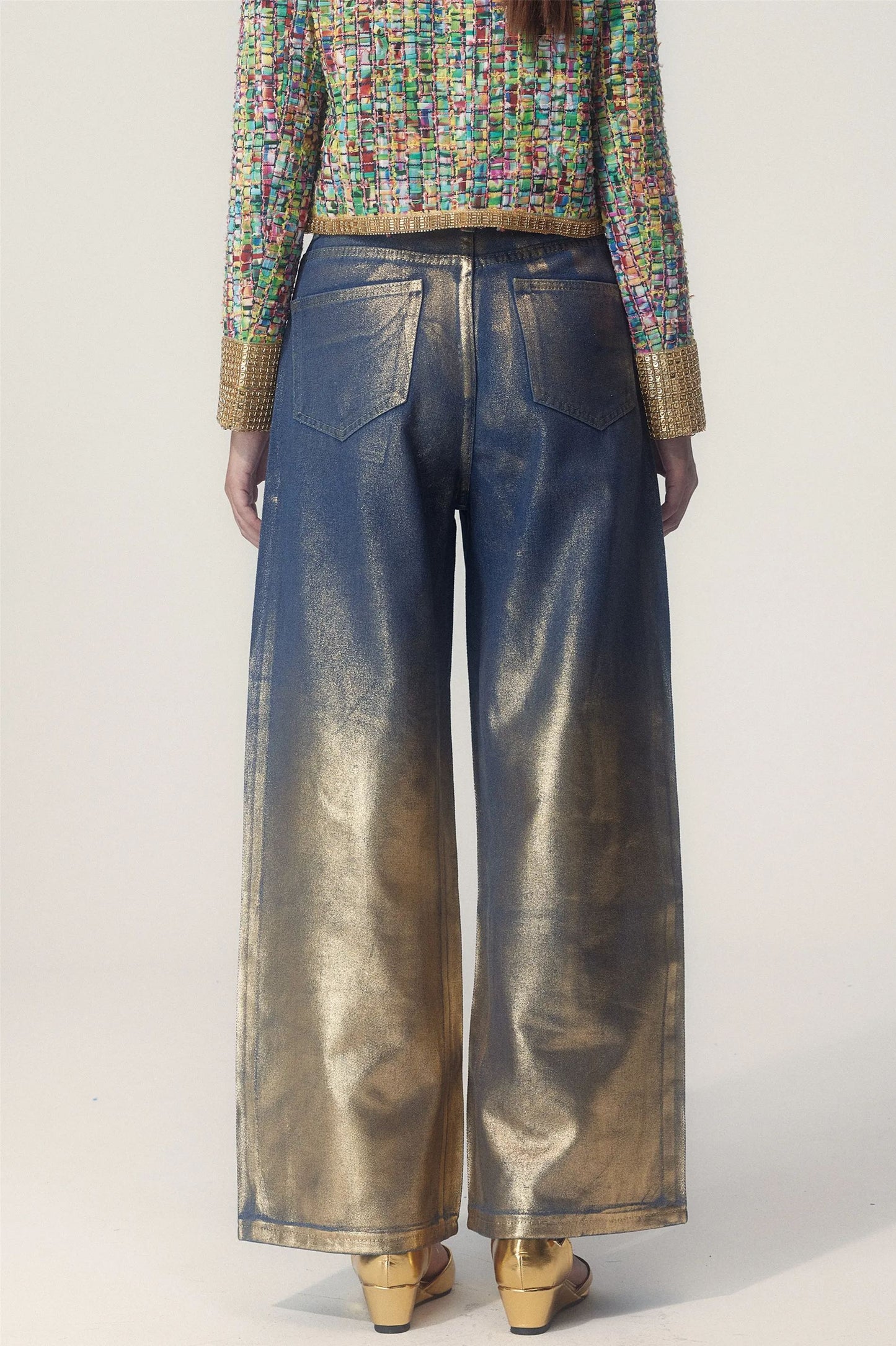 Vicky Straight Leg Gold Foil Jeans