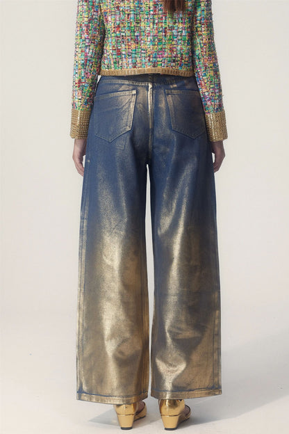 Vicky Straight Leg Gold Foil Jeans