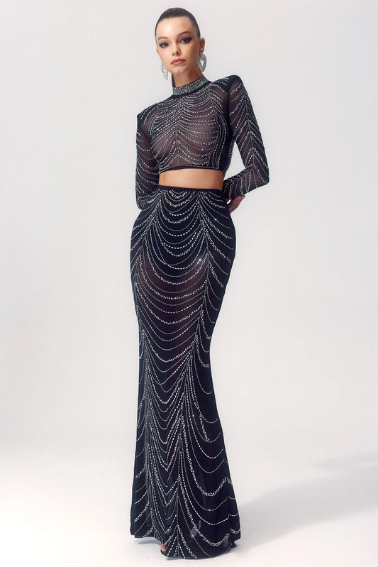 Selena Embellished Diamond Mesh Set