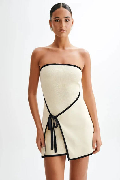 Joanna Strapless Asymmetrical Knit Mini Dress