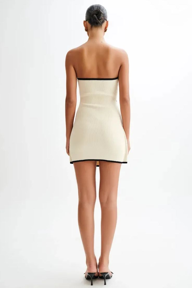 Joanna Strapless Asymmetrical Knit Mini Dress