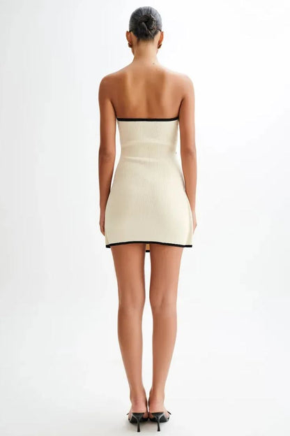 Joanna Strapless Asymmetrical Knit Mini Dress