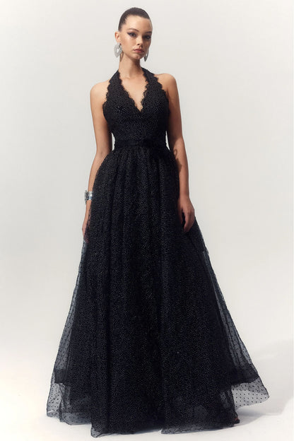 Liz Crystal-embellished Halter Maxi Dress