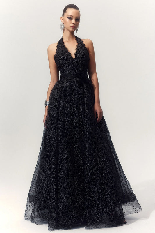 Liz Crystal-embellished Halter Maxi Dress