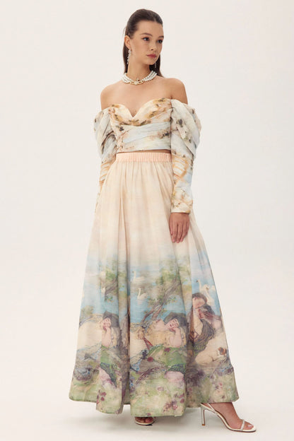 Elsa Painterly Print Maxi Skirt Set