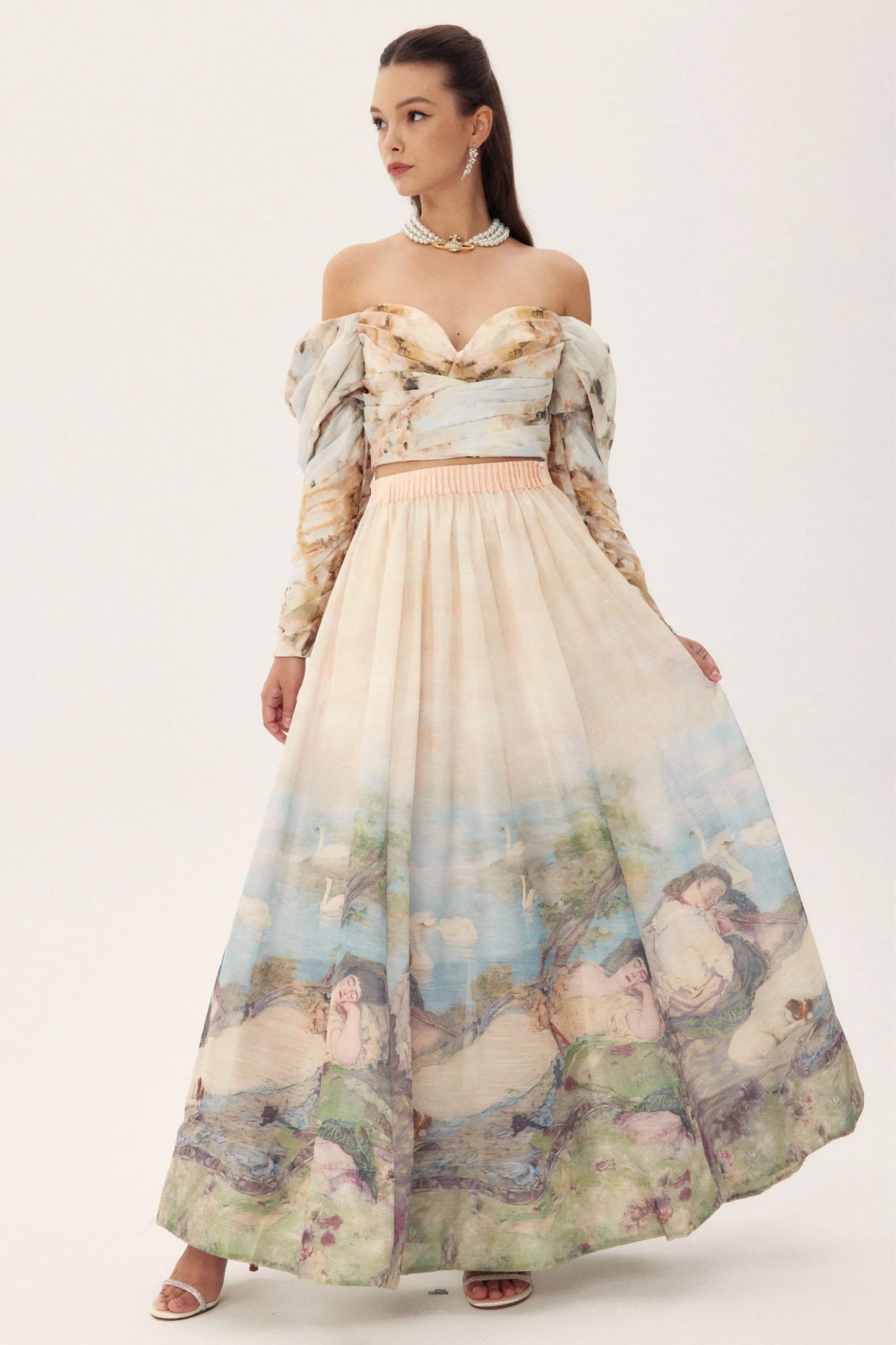 Elsa Painterly Print Maxi Skirt Set