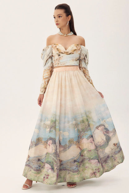 Elsa Painterly Print Maxi Skirt Set