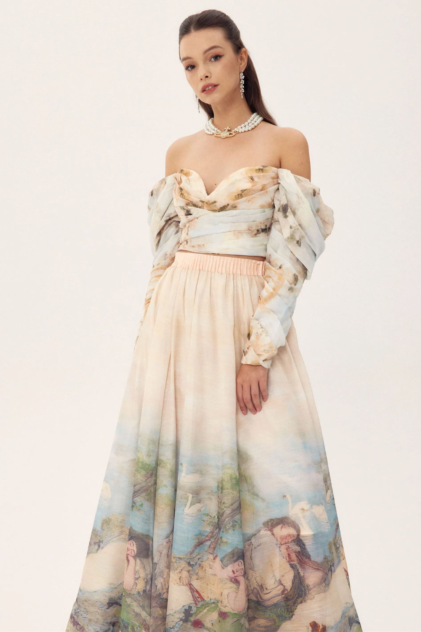 Elsa Painterly Print Maxi Skirt Set