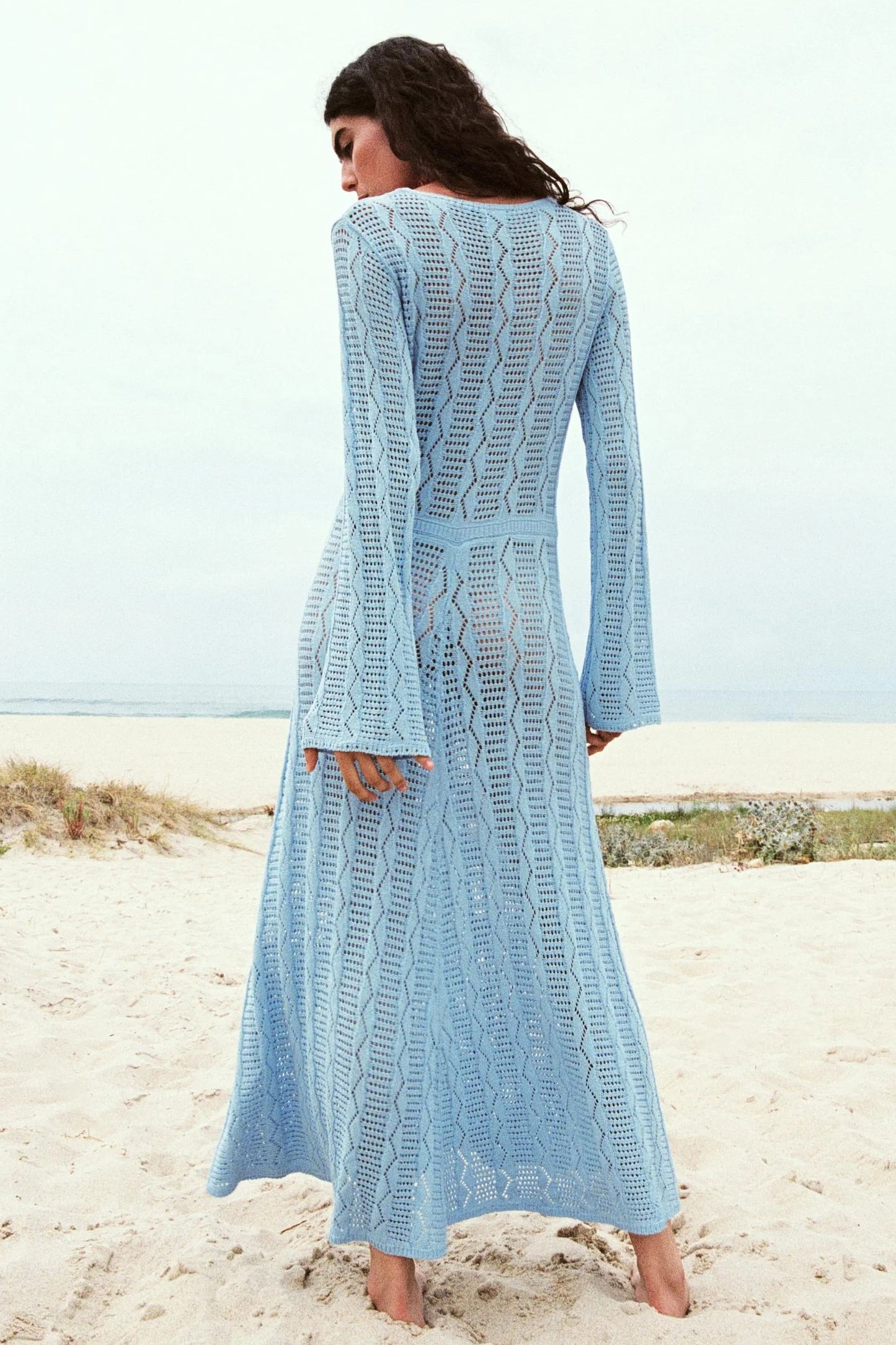 Doris V-neck Long Sleeve Knit Maxi Dress