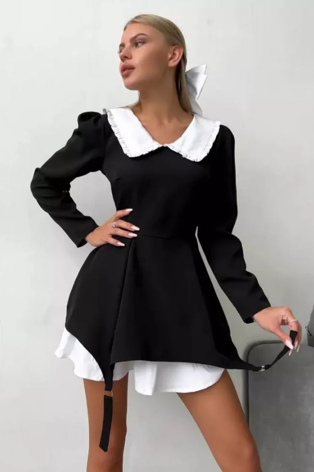 Setlla Peter Pan Collar Long Sleeve Mini Dress