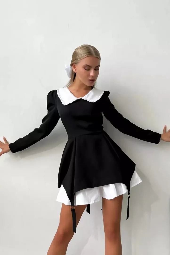 Setlla Peter Pan Collar Long Sleeve Mini Dress