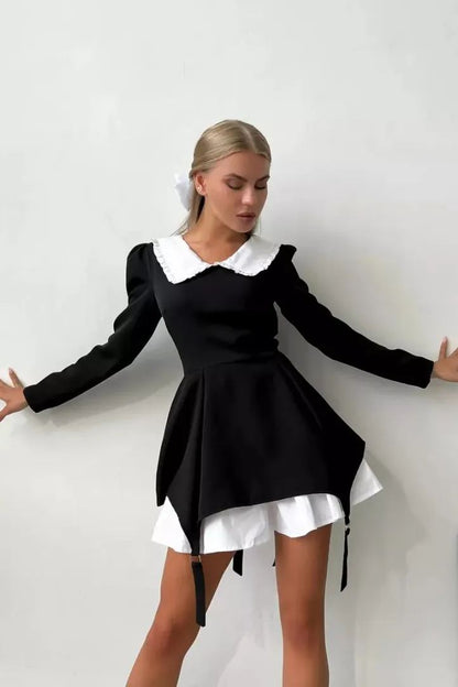 Setlla Peter Pan Collar Long Sleeve Mini Dress