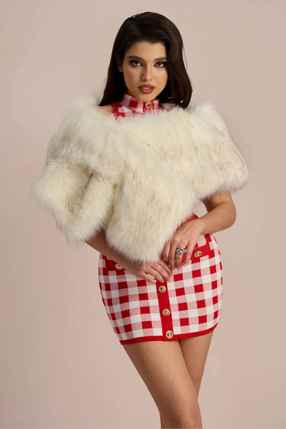 Faux Fur Cross Shawl