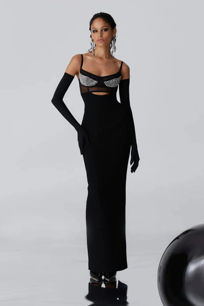 Stephanie Crystal Embellished Cutout Maxi Dress