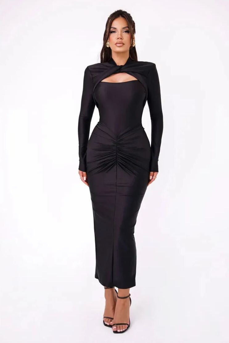 Catherine Hollow Out Ruched Maxi Dress