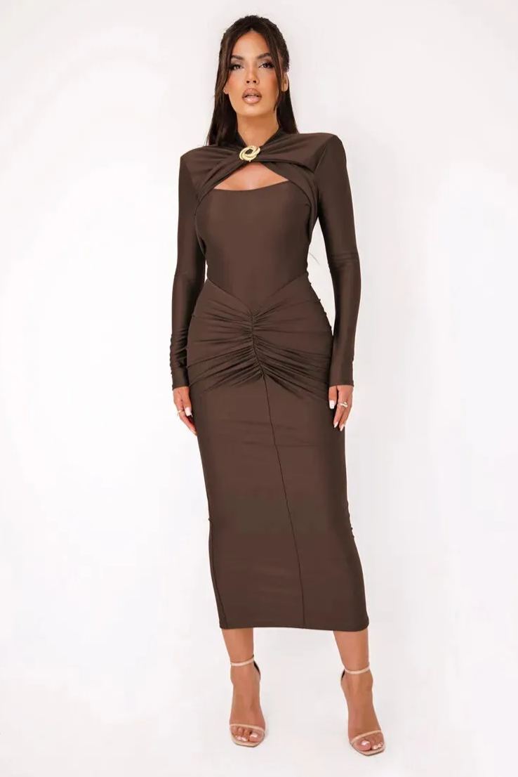 Catherine Hollow Out Ruched Maxi Dress