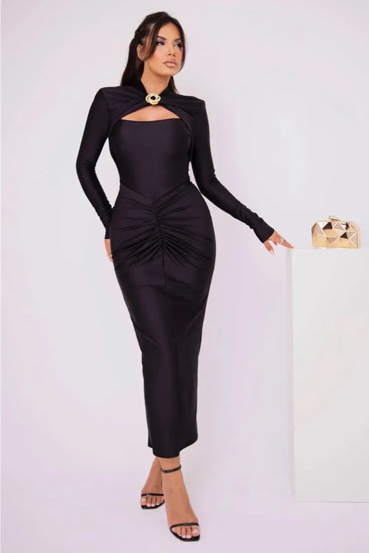 Catherine Hollow Out Ruched Maxi Dress