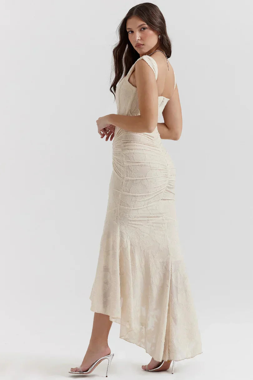 NUMIDA | SQUARE NECK CORSET MAXI DRESS
