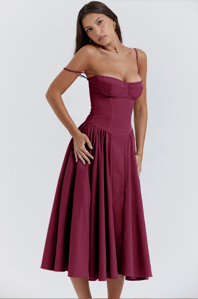 Nina | Sleeveless Corset Midi Dress
