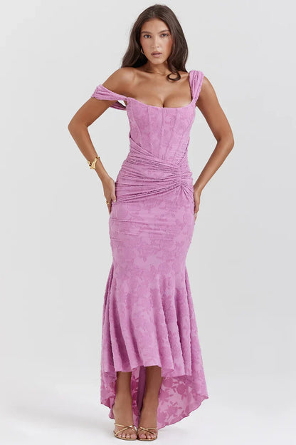NUMIDA | SQUARE NECK CORSET MAXI DRESS