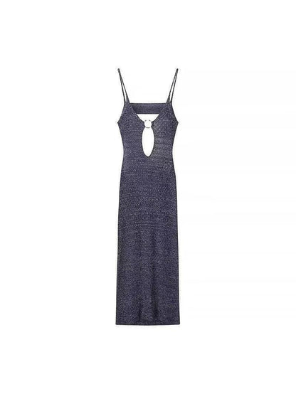 Backless Cutout Spaghetti Strap Knitted Dress