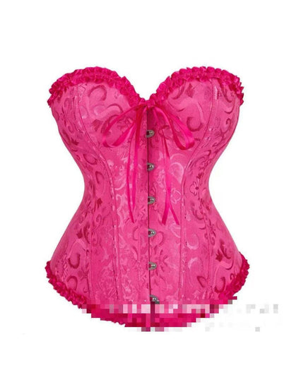 Jacquard Print Lace-up Corset Tube Top