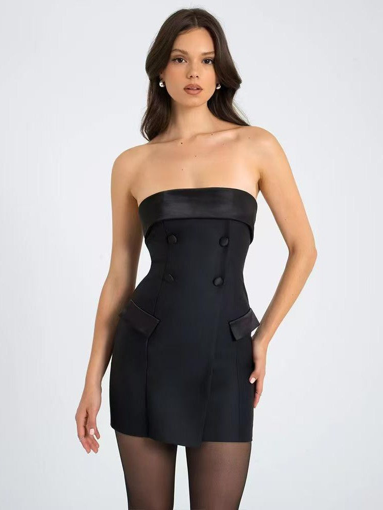 Tube Double Pocket Short Dress