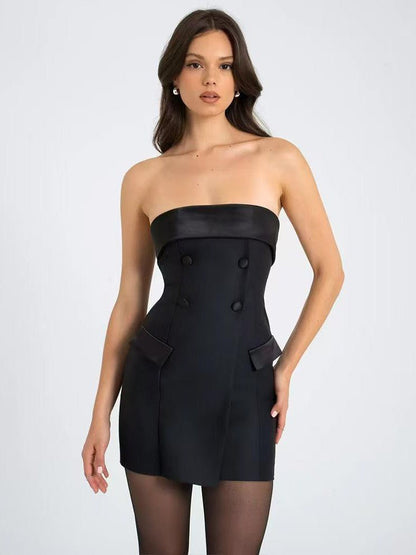 Tube Double Pocket Short Dress