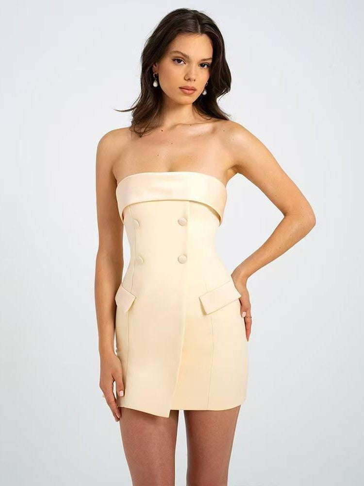Tube Double Pocket Short Dress