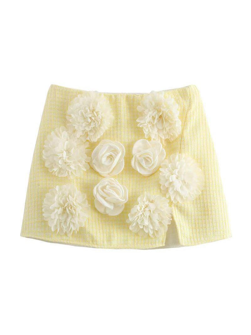 Tweed Floral Applique Skorts