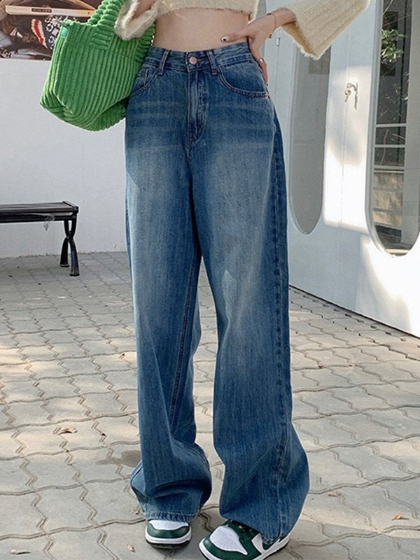 Faded Denim Baggy Boyfriend Jeans