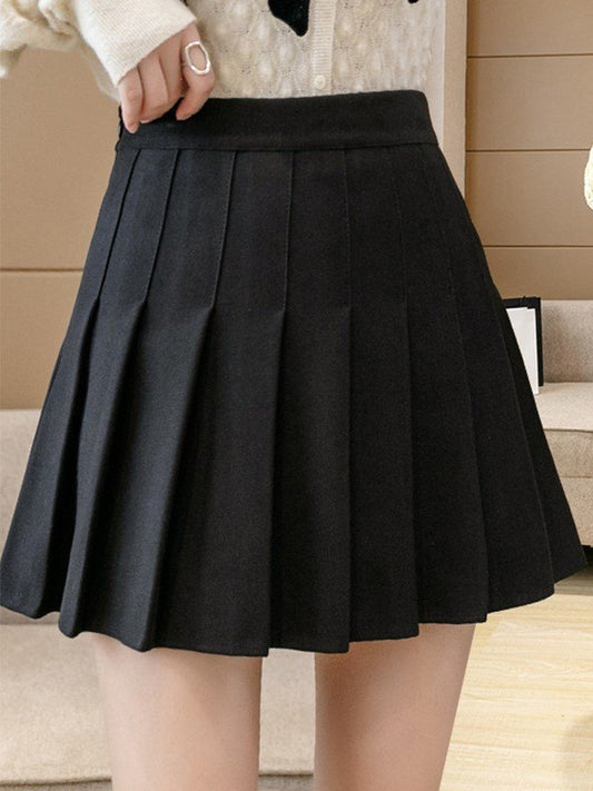 Wool Blend Pleated Mini Skirt