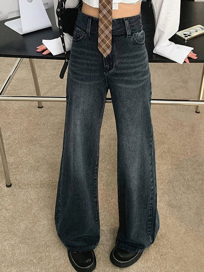 Vintage Wash Straight Boyfriend Jeans