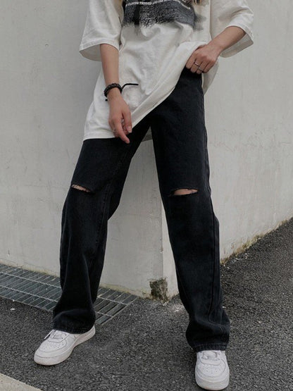 Black Distressed Boyfriend Jeans