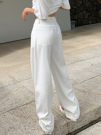 Basic White Denim Boyfriend Jeans