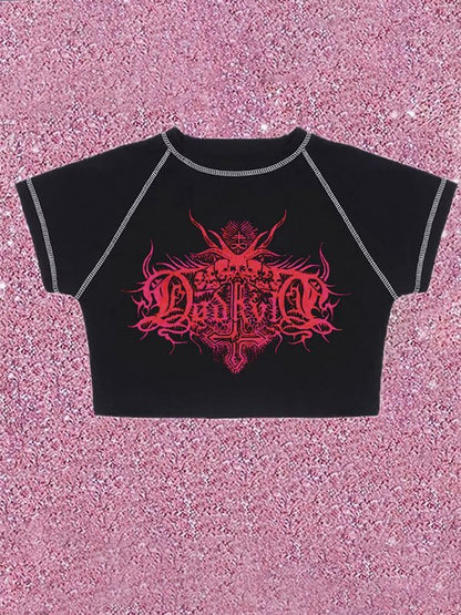 Skull Power Printed Crop Top