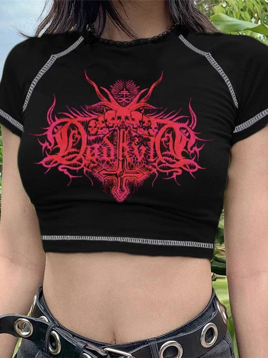 Skull Power Printed Crop Top