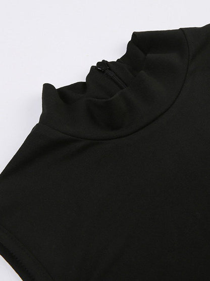 Sleeveless Sports Black Romper
