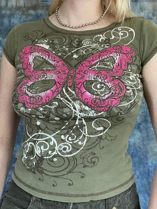 Butterfly Print Crop Top