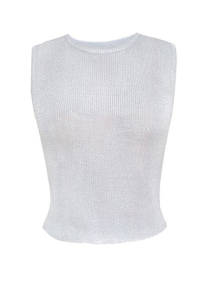 Semi Sheer Metallic Tank Top