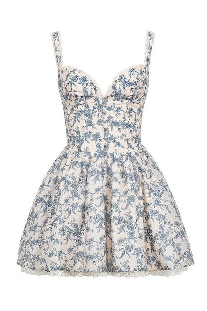 Blue – Sweet Floral Spaghetti Strap Dress