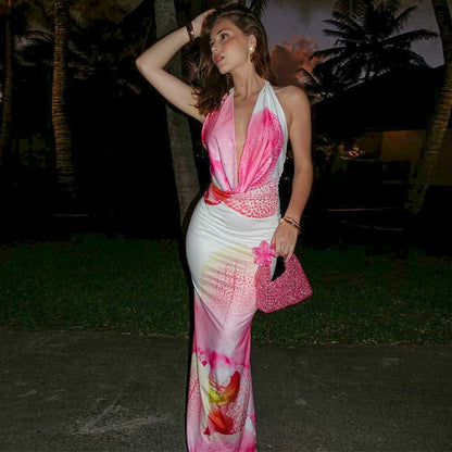 Amity Floral Halter Maxi Dress