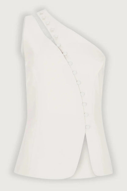 Ascent One-Shoulder Button Detail Top